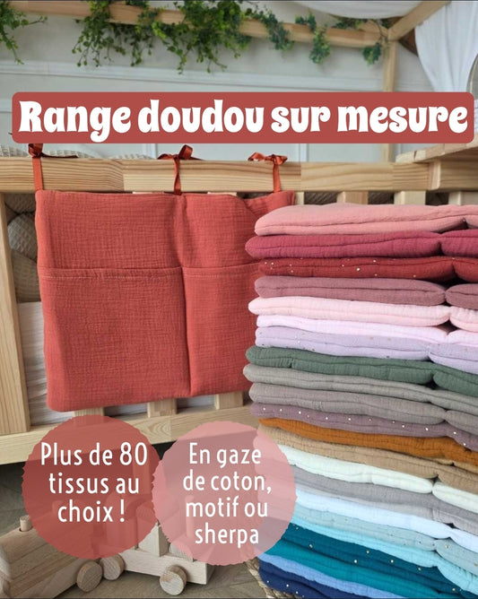 Range doudou gaze de coton, motif et sherpa - Sur mesure