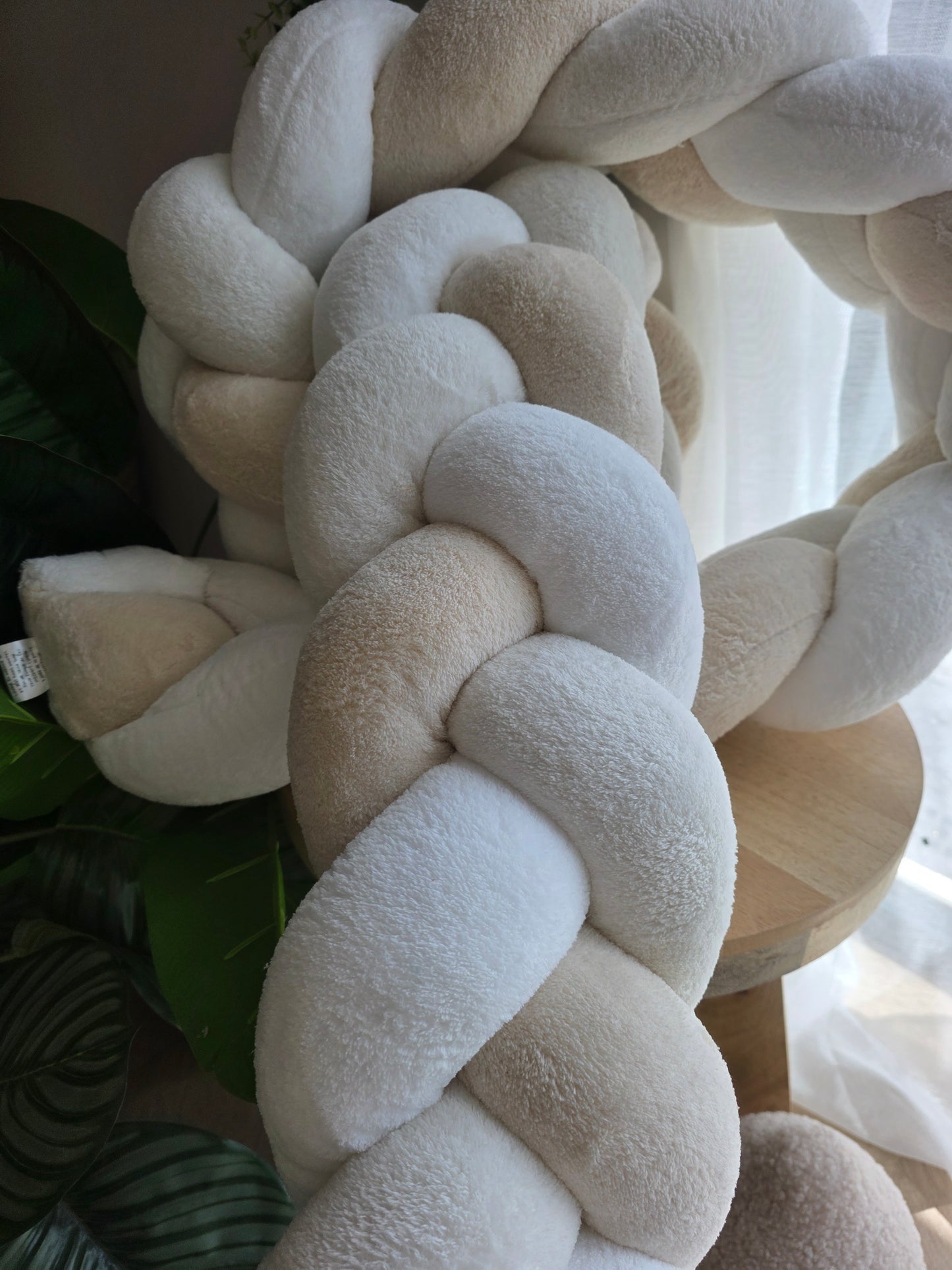 Tresse de lit 3 brins 300cm doudou blanc écru et beige