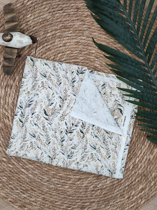 Tissu en coton - Popeline de coton - Motif Mimosa
