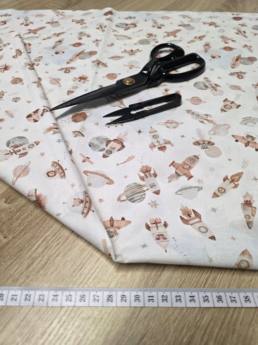 Tissu en coton - Popeline de coton - motif Fusée