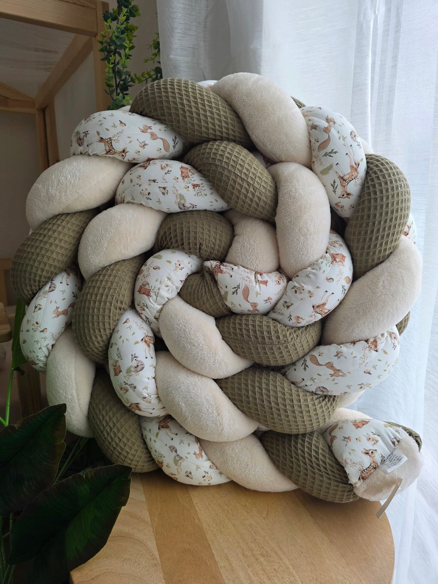 Tresse de lit 3 brins 300cm olive doudou beige et bambi