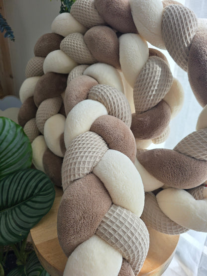 Tresse de lit 3 brins 420cm beige doudou vanille et marron
