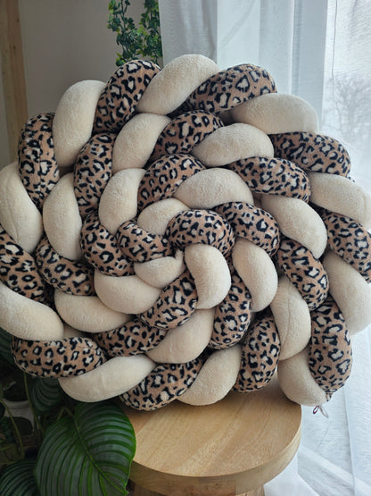 Tresse de lit 4 brins 460cm doudou beige et léopard