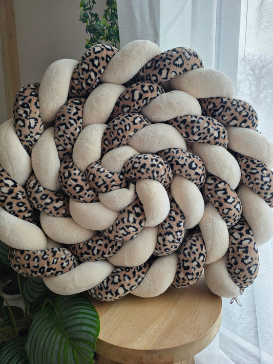 Tresse de lit 4 brins 460cm doudou beige et léopard