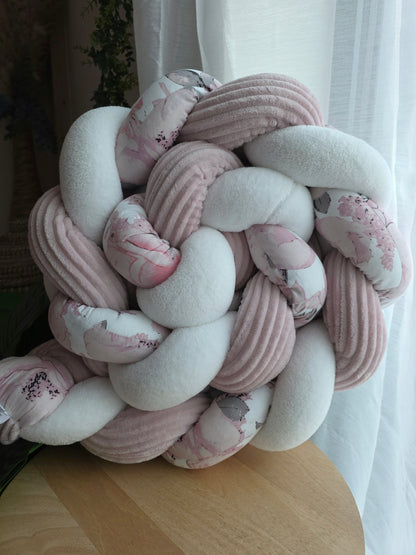 Tresse de lit 3 brins 200cm doudou blanc côtelé poudré et wild flowers