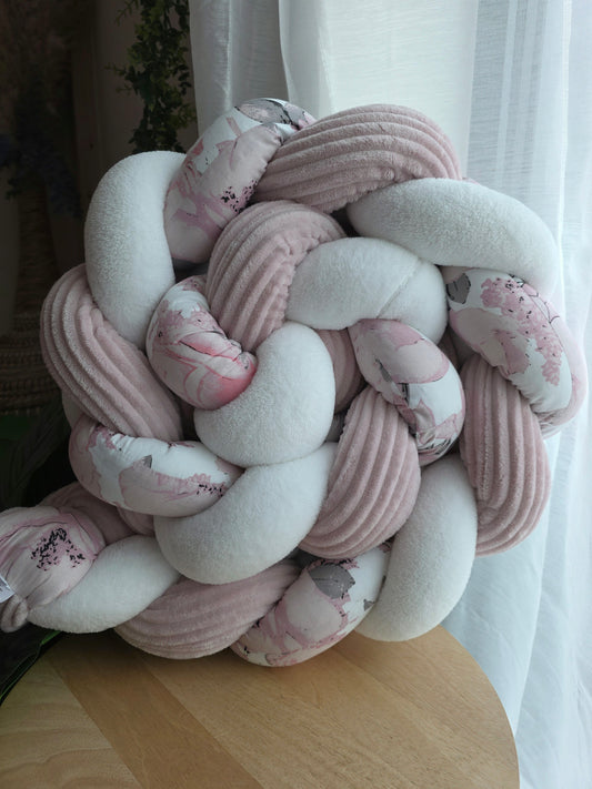 Tresse de lit 3 brins 200cm doudou blanc côtelé poudré et wild flowers