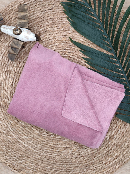 Tissu Doudou - Polaire Vieux rose