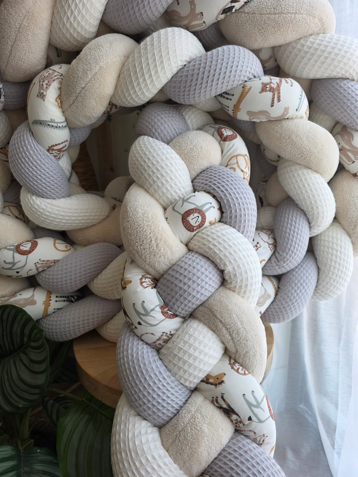 Tresse de lit 4 brins 460cm écru gris doudou beige et safari