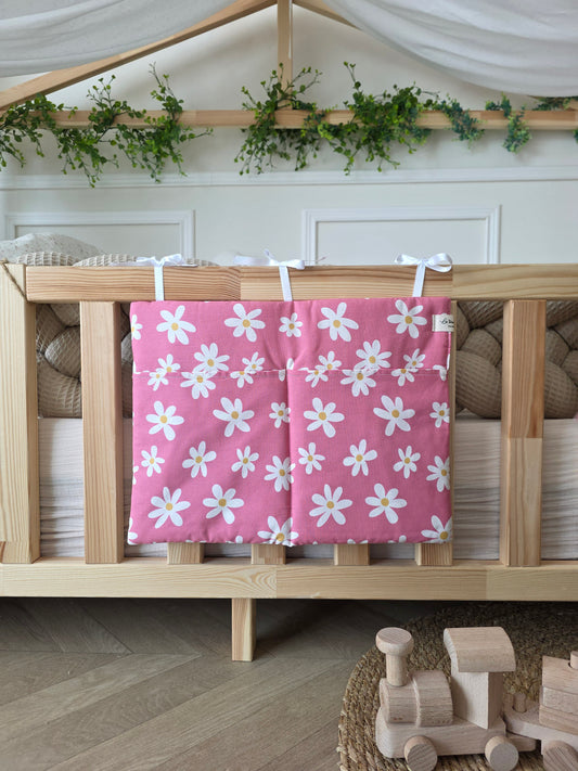 Range doudou rose fleurs blanches