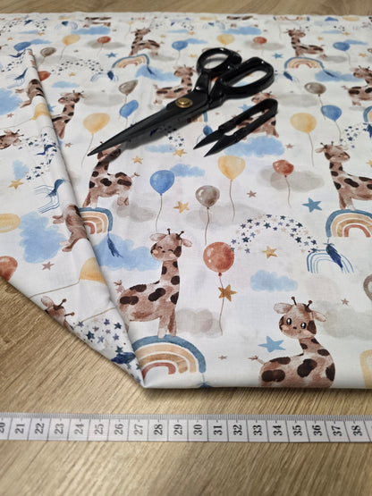 Tissu en coton - Popeline de coton - Motif Girafe