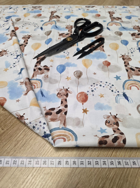 Tissu en coton - Popeline de coton - Motif Girafe