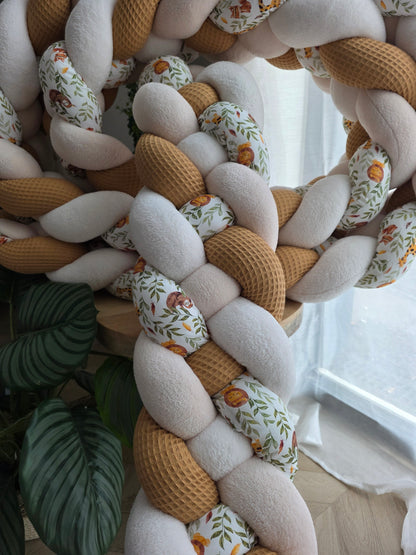 Tresse de lit 4 brins 510cm camel doudou écru beige et lion