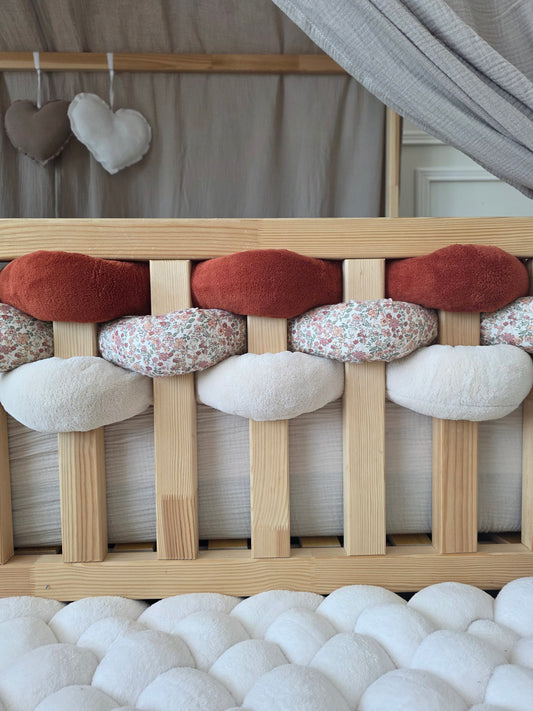 Lot de 3 brins - doudou beige terracotta et fleurs d'été