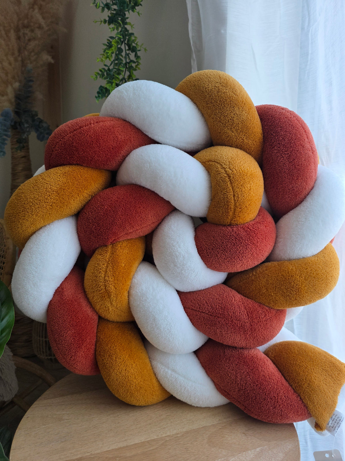 Tresse de lit 3 brins 200cm doudou blanc moutarde et terracotta