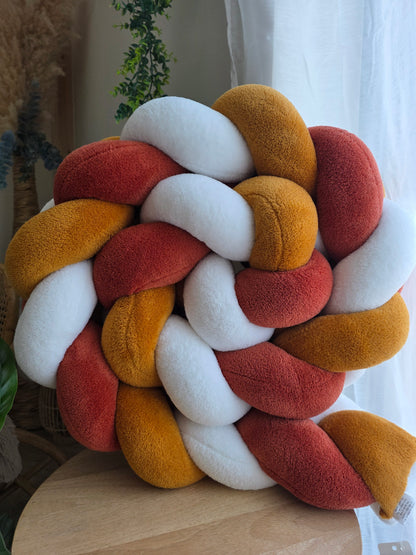 Tresse de lit 3 brins 200cm doudou blanc moutarde et terracotta