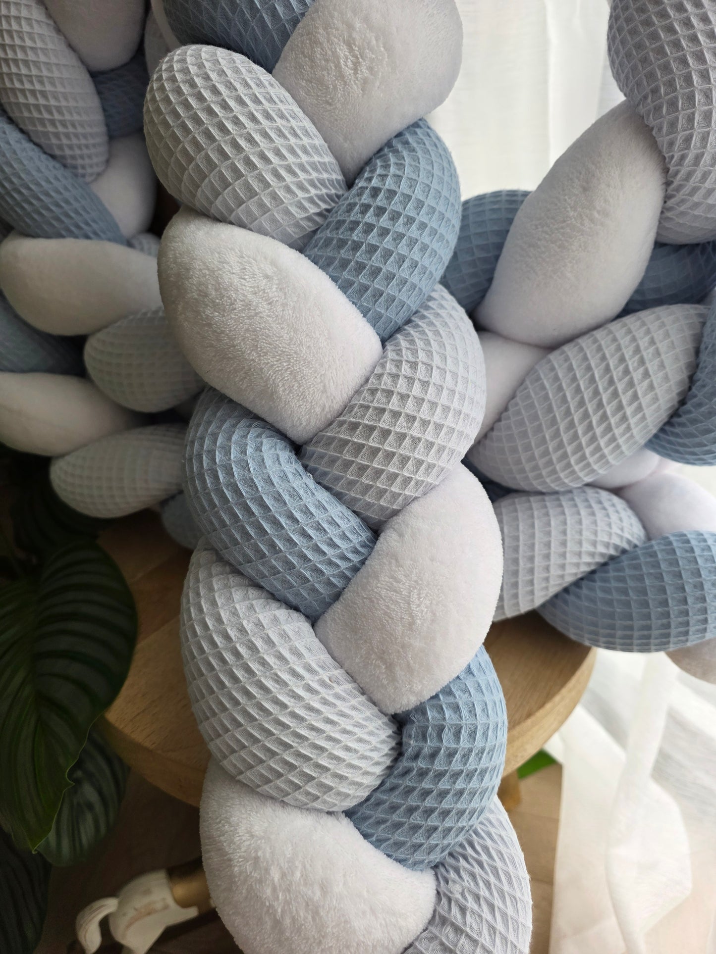 Tresse de lit 3 brins 440cm bleu jean doudou blanc