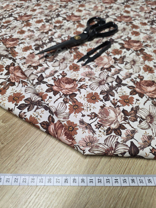 Tissu en coton - Popeline de coton - Motif Old flowers