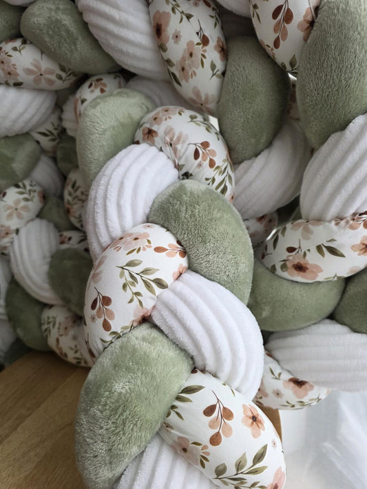 Tresse de lit 3 brins 360cm doudou jade côtelé blanc et zada