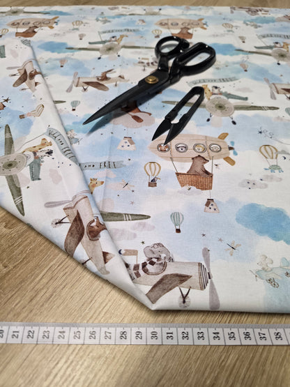 Tissu en coton - Popeline de coton - Motif Avion