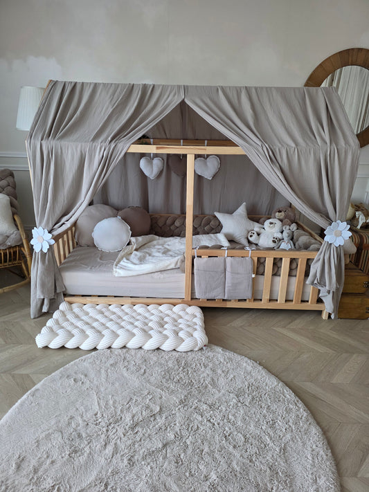 Tapis tressé 100x40cm côtelé crème