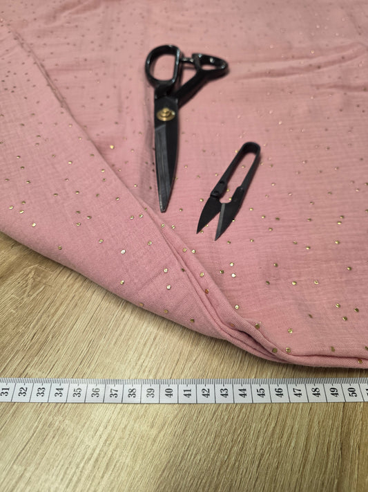 Tissu Double Gaze de coton - Bonbon à Pois Dorés