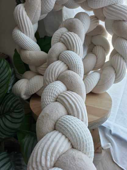 Tresse de lit 3 brins 300cm safran côtelé écru et doudou beige