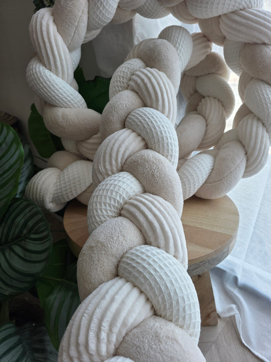 Tresse de lit 3 brins 300cm safran côtelé écru et doudou beige