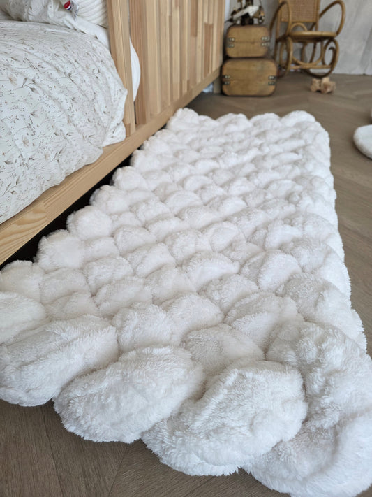 Tapis tressé 100x40cm fourrure écru