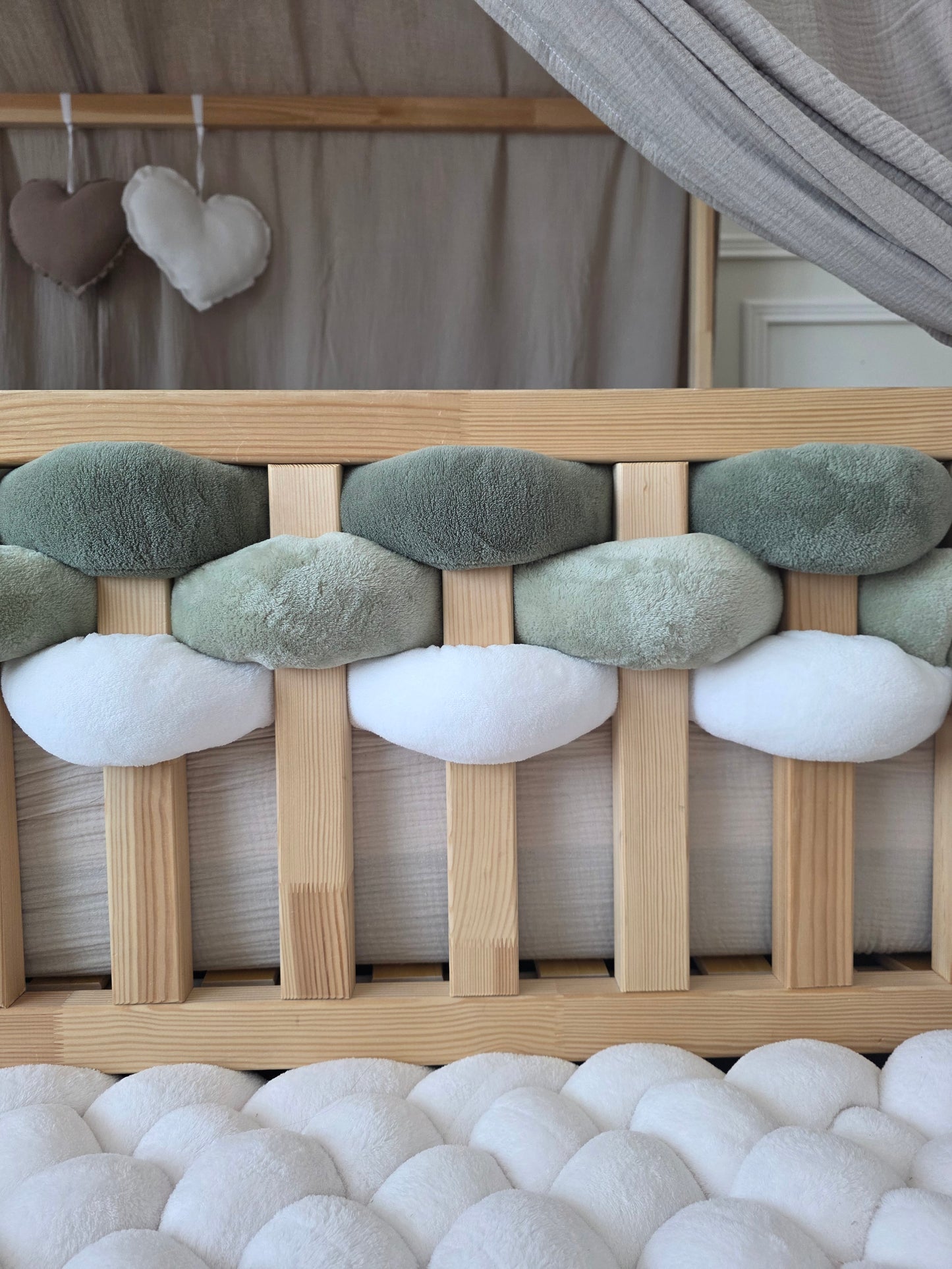 Lot de 3 brins - doudou blanc jade et olive
