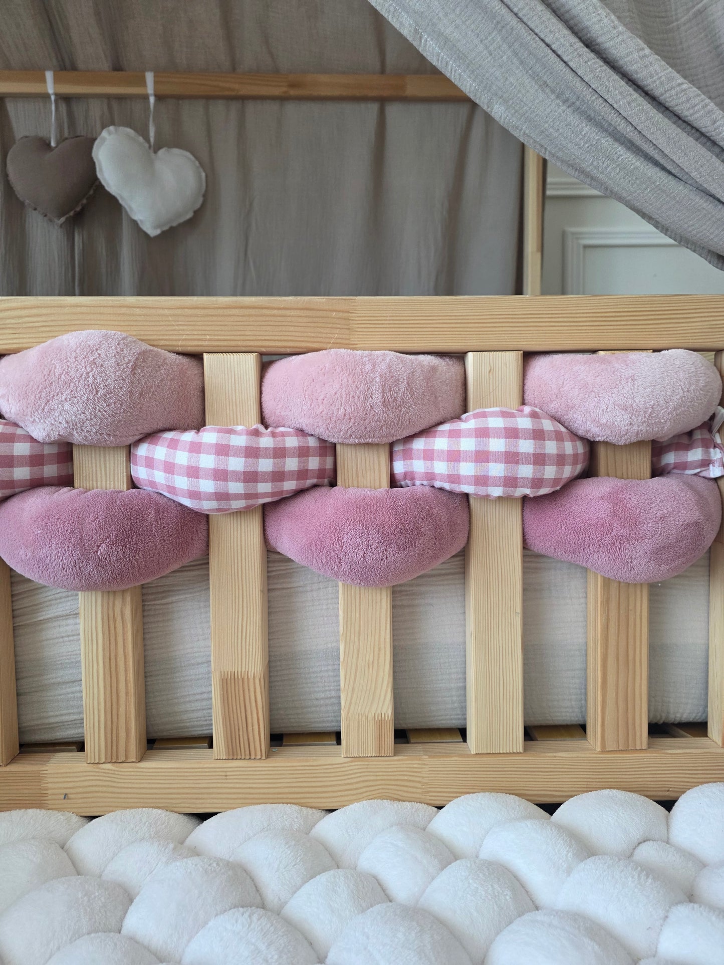 Lot de 3 brins - doudou poudré vieux rose et vichy rose