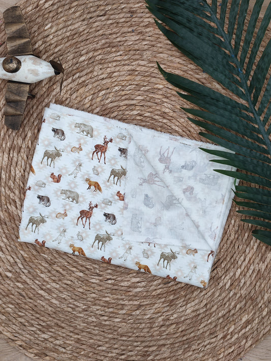 Tissu en coton - Popeline de coton - Motif Renard