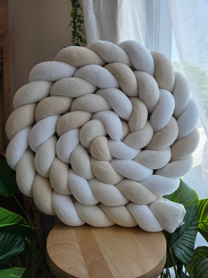 Tresse de lit 3 brins 460cm doudou blanc écru et beige