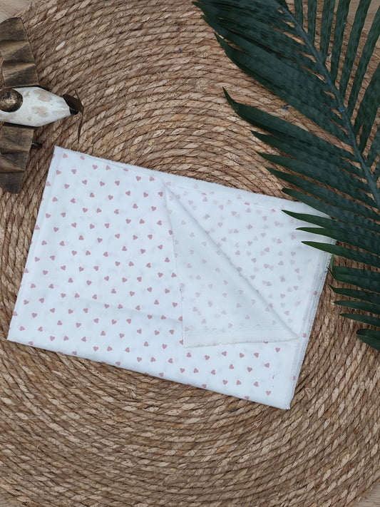 Tissu en coton - Popeline de coton - Motif Petits Coeurs rose