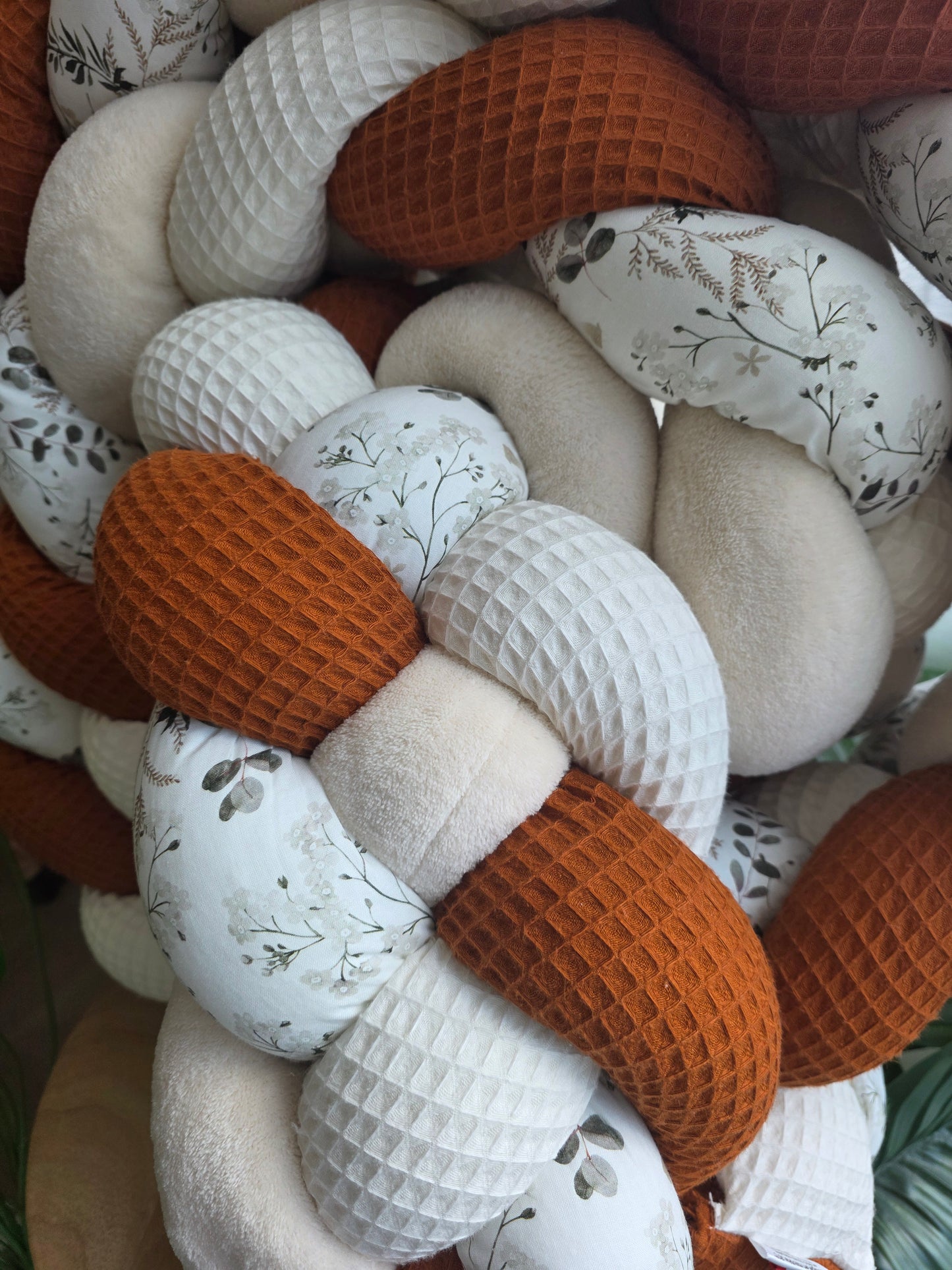 Tresse de lit 4 brins 400cm écru brique doudou beige et fleurs d'hiver