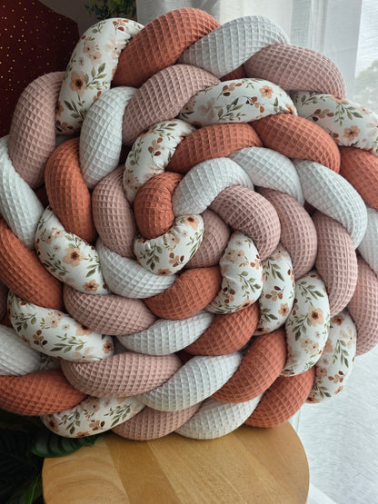 Tresse de lit 4 brins 460cm blanc poudré corail et zada