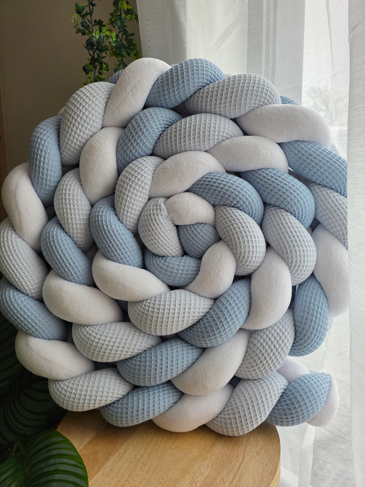 Tresse de lit 3 brins 440cm bleu jean doudou blanc