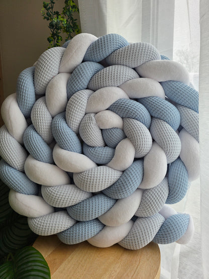 Tresse de lit 3 brins 440cm bleu jean doudou blanc