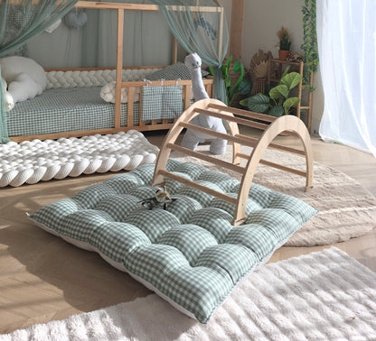 Tapis moelleux vichy vert 90x90cm