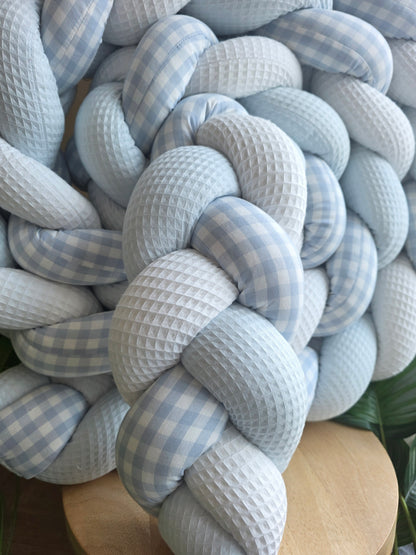 Tresse de lit 3 brins 520cm blanc bleu et vichy bleu