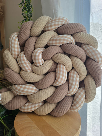 Tresse de lit 3 brins 380cm beige café et vichy beige
