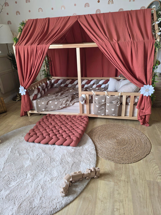 Tapis tressé 70x70cm marsala