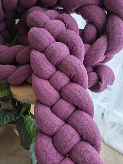 Tresse de lit 4 brins 500cm tricot prune déstockage