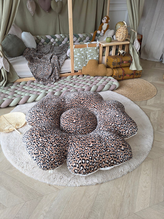 Pouf anémone doudou léopard