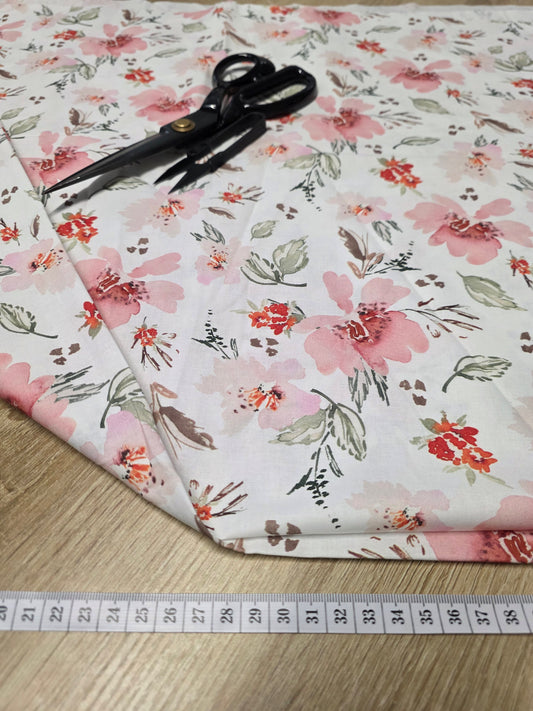 Tissu en coton - Popeline de coton - motif Fleurs pastel