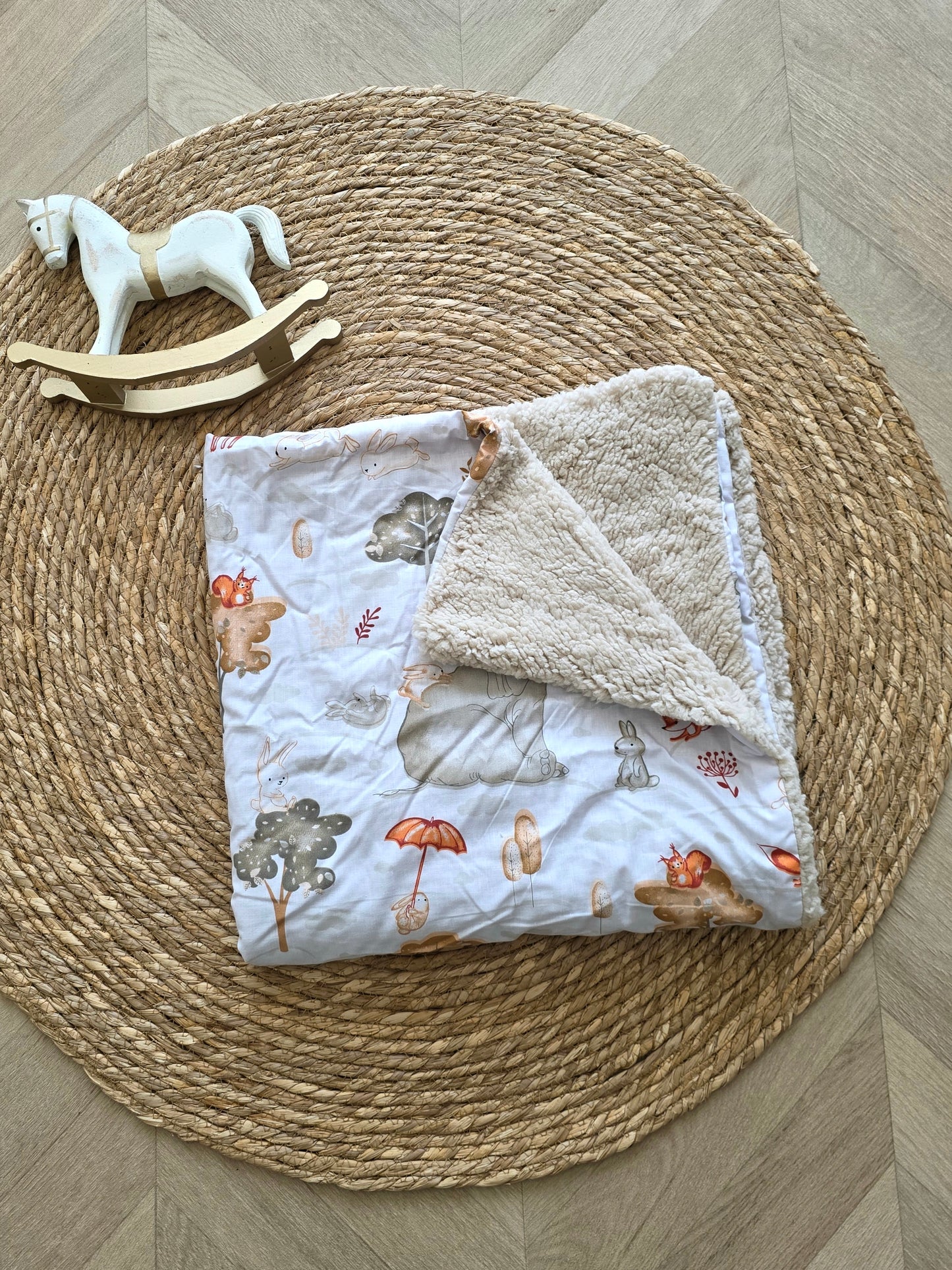 Couverture 75x75cm fine automne et moumoute beige