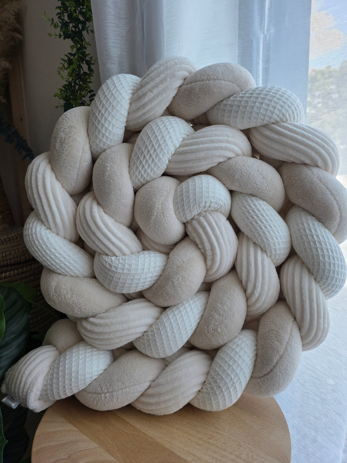 Tresse de lit 3 brins 300cm safran côtelé écru et doudou beige