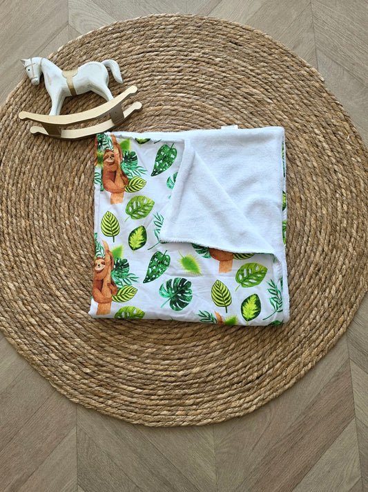 Couverture 75x75cm fine paresseux et doudou blanc
