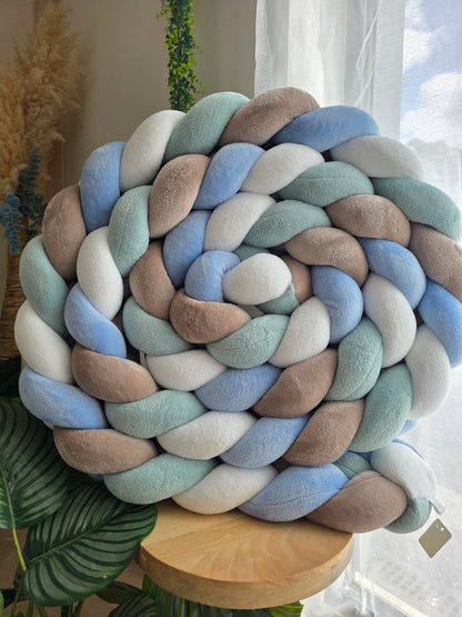 Tresse de lit 4 brins 560cm doudou blanc galet menthe et bleu