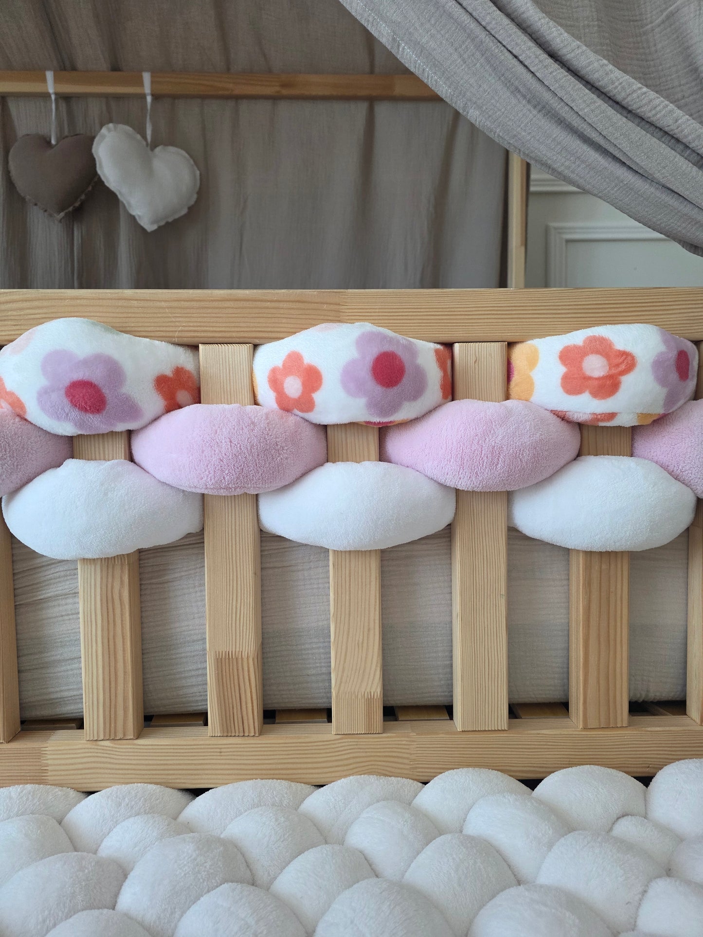 Lot de 3 brins - doudou blanc rose et utopia