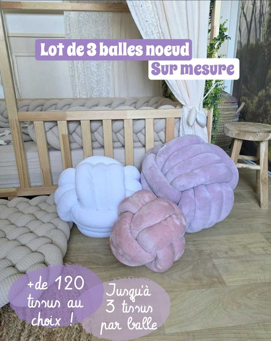 Lot de 3 balles noeud - taille S, M et XXL - sur mesure
